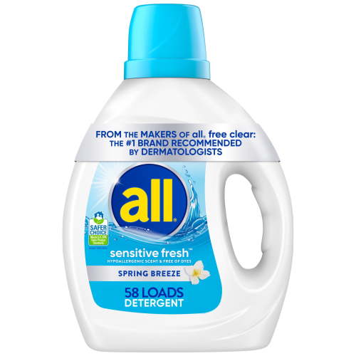 all Sensitive Fresh Liquid Laundry Detergent, Spring Breeze, 73 oz, 58 Loads