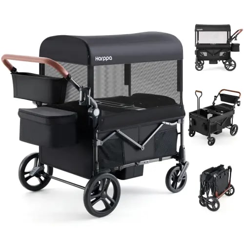 HARPPA Baby Stroller Wagon, Lightweight Folding Adjustable 2-Seat/4-Seat Travel Stroller, Canopy, Push-Pull Handle, EVA Foam All-Terrain Wheel, Large Storage, Outdoor/Camping Use, Lightweight Travel Stroller, Adjustable Stroller,summerwins - TikTok Shop