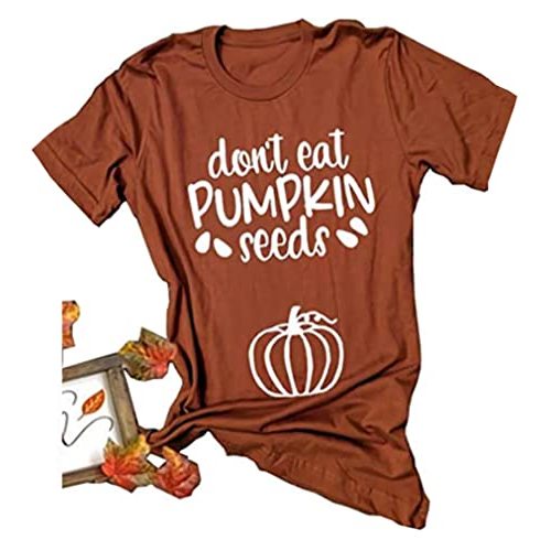Don't Eat Pumpkin Seeds T Shirt Women Funny Halloween Maternity Pregnancy Shirt Fall Pumpkin Graphic Casual Tee Tops