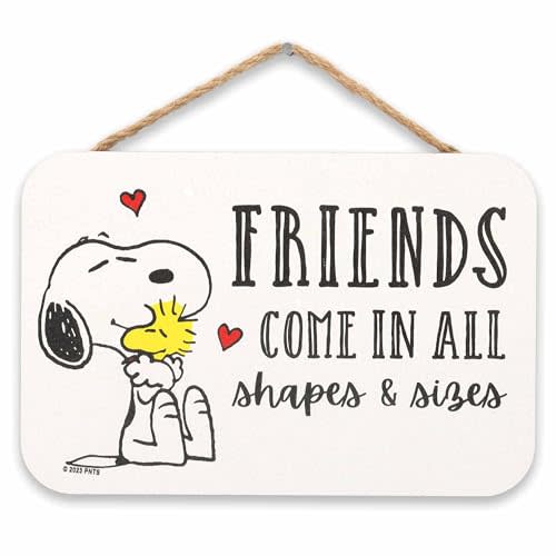 Peanuts Snoopy Friends Come In All Shapes and Sizes Hanging Wood Sign | Adorable Snoopy Wall Decor for Home or Classroom