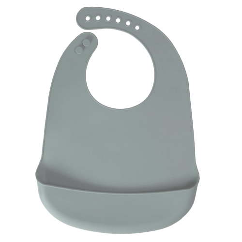 Baby Pick Silicone BPA-Free Waterproof Baby Bib with Food Catcher, Gray Blue