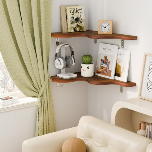 Hokku Designs Cute Cloud Shelves, Wavy Floating Corner Shelf, Cloud Corner Wall Shelves With Brackets, Cute Wall Shelves For Nursery Decor, Corner Shelves For Bedroom,living Room,bathroom&home Decor | Wayfair