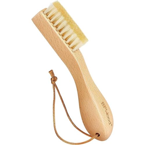 BFWood Natural Soft Boar Bristle Laundry Stain Brush for Scrubbing Tough Stains on Delicate Fabrics, Knits, Cotton, Linens, No Damage