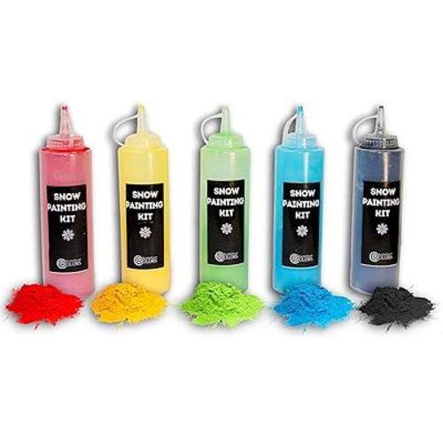 Chameleon Colors Snow Painting Kit - 10 Pack - 5 Vibrant Colors - 5 Squirt Bottles - Art Craft Kit for Snow Decorations - Color Powder Paint - Non-Toxic & Biodegradable