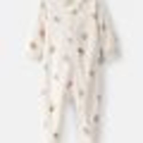 Baby Girl Floral Print Loose Fit Long-Sleeve 2-Way Zip Sleep & Play Pajamas - Cream