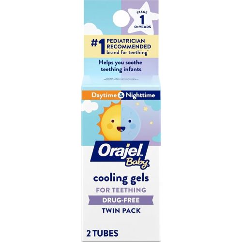 Orajel Baby Daytime & Nighttime Cooling Gels for Teething, 0.18 Oz, 2-Pack