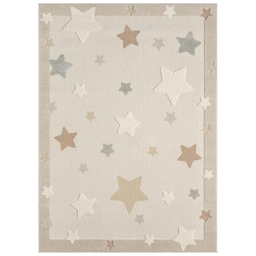 Super Star Galaxy Kids Area Rug, Soft & Plush, Calming, Bedroom Rug, Nursery Decor, Playroom & Classroom Rugs, Beige/Multi, 7'10"x10’2”