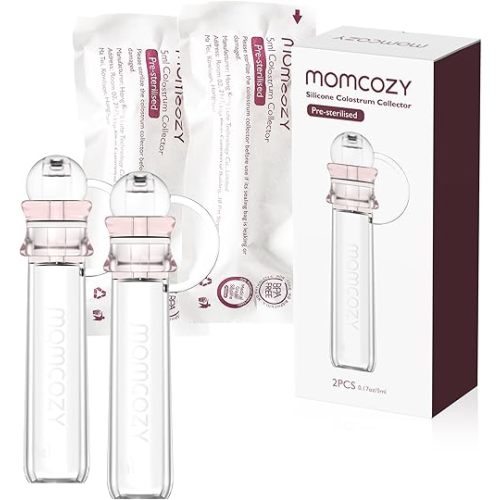 Momcozy Colostrum Collector Reusable Breast Milk Collector, Portable Colostrum Container Can be Feeding Baby, Multi-Use Collector BPA Free, 5ml-2pcs