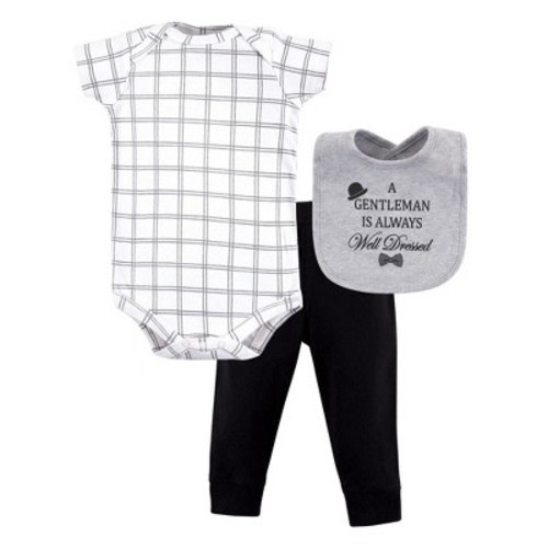 Little Treasure Baby Boy Bodysuit, Pant and Bib, Well Dressed, 0-3 Months