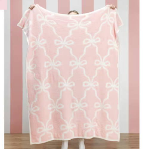 Blush Bow Chenille Blanket