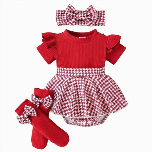 Gubotare Baby Smocked Romper Newborn Baby Girl Summer Clothes Short Sleeve Romper Shorts Jumpsuit Infant Outfit 0 3 6 9 12 18 24 Months (Watermelon Red,3-6 Months)