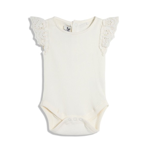 Broderie Anglaise Frill Sleeve Bodysuit, 3-6M