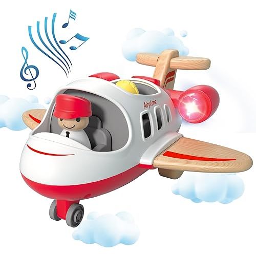 Wanborns Airplane Toys for Toddlers 1-3, Toys Planes Toys with Sound and Light, Mini Airliner Toys for Introducing Aeronautical Knowledge, Car Toys for 18 Months, 2 3 4 5 Years Old Kids Boys Gift