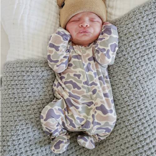 Zipper Footie in Camo Cutie | Caden Lane