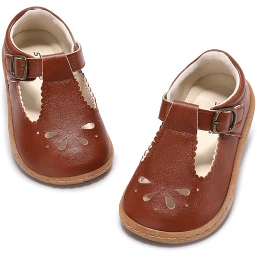 STQ KIDS Girls Wide Toe Box Mary Jane Dress Shoes | Hook and Loop, Non Slip Flexible Sole, School, Party, Daily Wear
