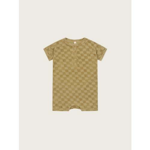 Dusky Checkerboard Terry Beach Romper ~ Organic Zoo