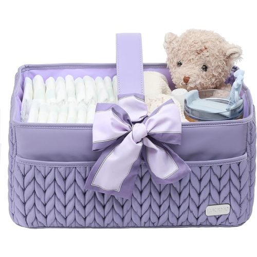 Luxurious Baby Diaper Caddy, Nursery Storage Basket for Newborn Essentials, Travel Baby Basket for Diapers Baby Wipes, Organizer Tote Bag Storage Bin, Baby Shower Gifts(black)