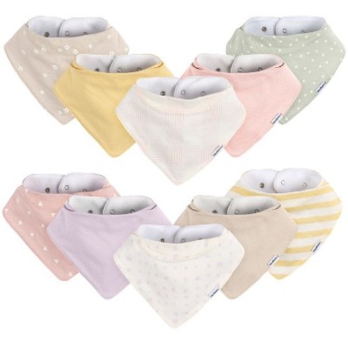 Gerber Neutral Baby Bandana Bibs - Multi Pink - One Size Fits Most - 10-Pack