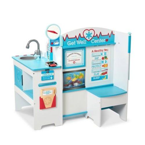 Melissa & Doug Wooden Get Well Doctor Activity Center - Waiting Room, Exam Room, Check-In Area: Pretend Play Medical Accessories Set