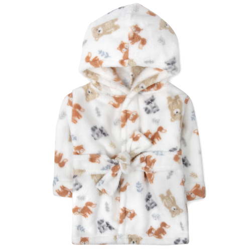 Baby Essentials Infant Boys & Girls Bathrobe with Tie Closure for Newborns and Infants 0 - 9 Months in Forest Friends Print