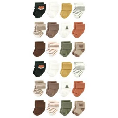 Hudson Baby Cotton Rich Baby Terry Socks 24-Pack, Harvest Bear, 0-6 Months