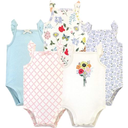 Touched by Nature Unisex Baby Organic Cotton Bodysuits, Flutter Garden, 9-12 Months