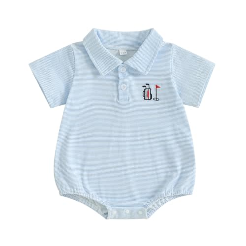 Amnnchya Newborn Baby Boy Romper Shirt Golf Stripes Short Sleeve Button Polo Tee Tshirts Bodysuit Western Summer Clothes