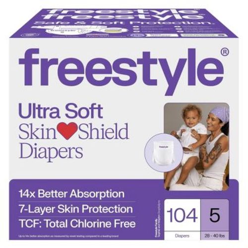 Freestyle Hyper Absorbent Ultra Soft TCF Baby Disposable Diapers - Size 5 - 104ct