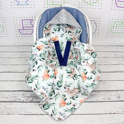 Woodland Car Seat Blanket for Baby – Hooded Newborn Wrap