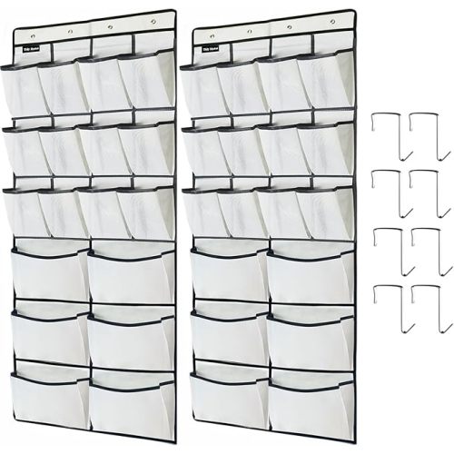 1 Pack Extra Large Hanging Over Door Shoe Organizers, Hanging Storage Shoe Rack for Closet, with 4 Hooks Shoes Holder for Closet Bedroom, 12+6Pockets White (59 x 21.6 inch)