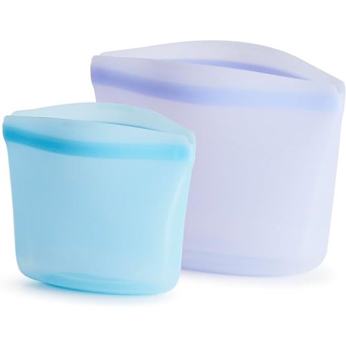 Stasher Premium Silicone Reusable Food Storage Bags, 2-Pack, Multi, Multi-Use Food Storage Bags, Lunch Bag, Travel Containers, BPA Free, Leak-free, Dishwasher-Safe, Eco-friendly