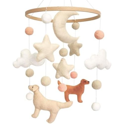 Dog Theme Baby Mobile, Mobile for Crib, Crib Mobile for Boys and Girls, Nursery Mobile for Bassinet, Pack and Play, Dog, Moon, Cloud, Star