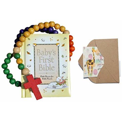 Bigdream Baby Catholic Baptism Gift Set, Includes Baby's First Rosary and Baby's First Bible, Perfect Baptism, Christening, Shower Gifts