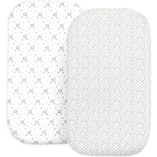 2 Pack Organic Bedside Bassinet Sheets Compatible with Mika Micky, Baby Delight, Dream On Me, AMKE and Other Bassinet Mattress Pads Size Between 17-21 in Width, 29-33 in Length, and 1.5-4 in Thick