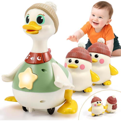 LUDILO Infant Baby Toys 6-12 Months: Musical Crawling Duck Toy Must Have 5 6 7 8 9 10 12 18 Month Old Baby Toy 0-6-12-18 Month Newborn Tummy Time Toys for 1 Year Old Boy Girl Gifts Stocking Stuffers