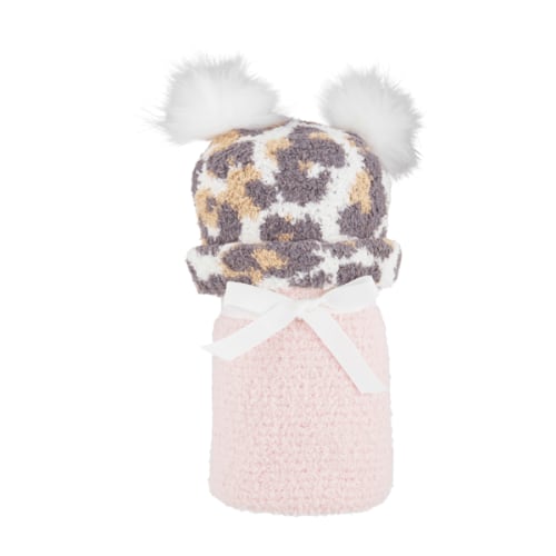 Chenille Leopard Hat and Blanket Set | Mud Pie