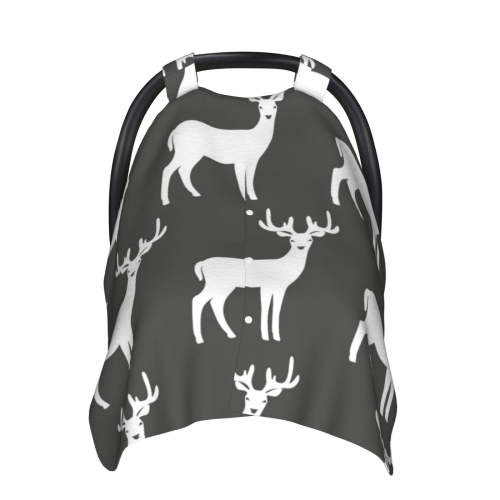 Car Seat Cover Baby - cute white Deer print Breathable Comfort Infant Car Seat Cover for Baby Carseat, Lightweight Baby Essentials Must Haves Newborn Stuff for Girl Boy