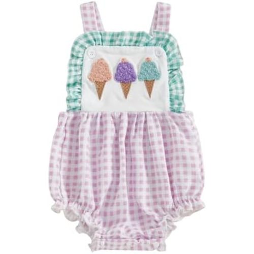 0-3M Baby Girl Summer Romper 6M Infant Blue Bodysuit Bows Letter Embroidery Striped Sleeveless Infant Jumpsuit