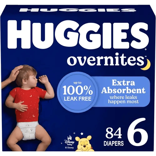 Huggies Size 6 Overnites Baby Diapers: Overnight Diapers, Size 6 (35+ lbs), 84 Ct (2 Packs of 42), Packaging May Vary