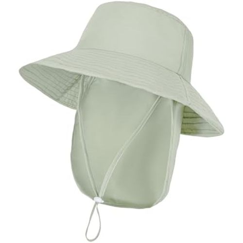 Baby Sun Hat Toddler Bucket Hats with Removable Neck Flap for Boys Girls Kids with Wide Brim Summer Beach UPF 50+