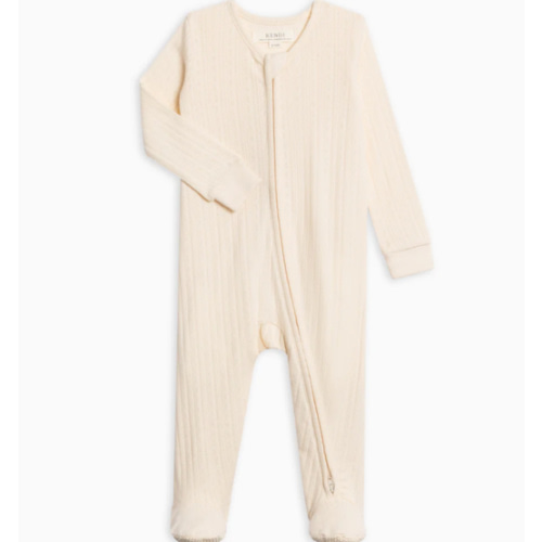 Maya Brushed Back Pointelle Footed Zipper Sleeper