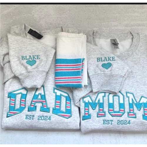 Mama personalized  Baby Blanket embroidered crewneck.