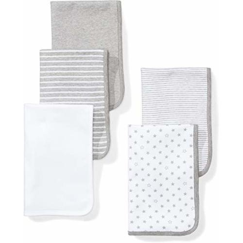 Baby Set of 5 Organic Reversible Lined Burp Cloths