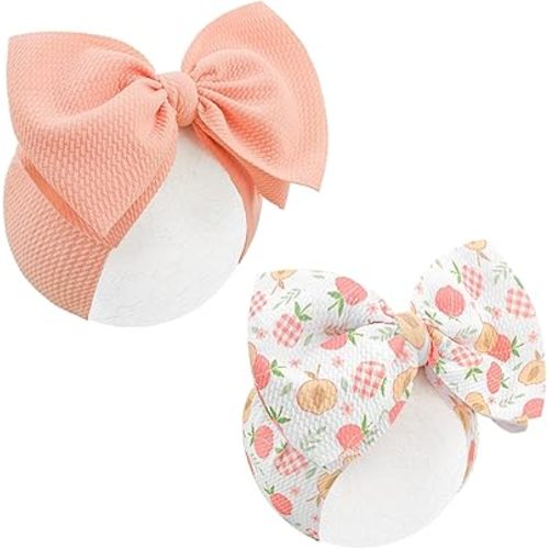 Super Durable Soft Peach Knot Headbands with Hair Bows Infant Toddlers Kids Hair Accessories Pink Headband for Newborn Baby Girls