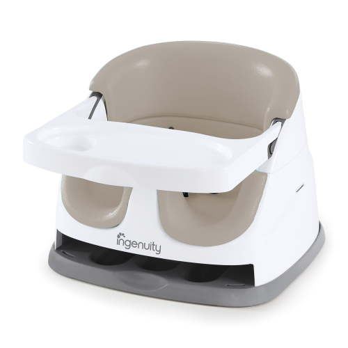 Baby Base 2-in-1 Booster Feeding and Floor Seat with Self-Storing Tray - Cashmere