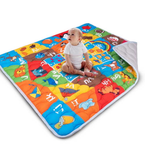 Beavtaens Baby Play Mat for Floor, Fits 50x50 Playpen, Non-Slip, Soft for Infants, 0-4 Years, Alphabet