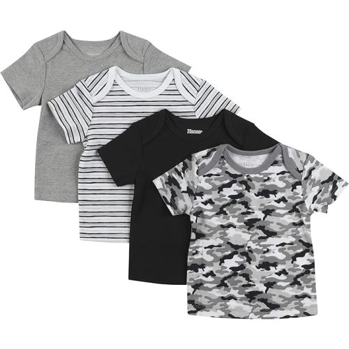 Hanes Baby T-Shirt, Flexy Soft Stretch Shirt, Expandable Shoulder, 4-Pack