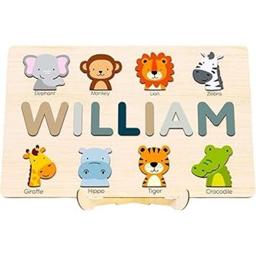Handmade Wooden Name Puzzle, Personalized Montessori Toy, Unique Gift for Newborn or Baby Shower, Nursery Decor, Kids Birthday