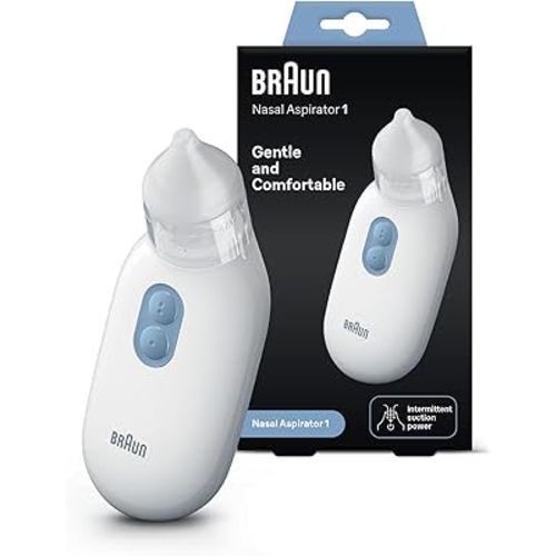 Braun Nasal aspirator 1 | Mucus Remover | Blocked Nose Relief | Electric Suction Power | Two Suction Levels | Newborn, Baby, and Child Friendly | Dishwasher Safe | BNA100EU