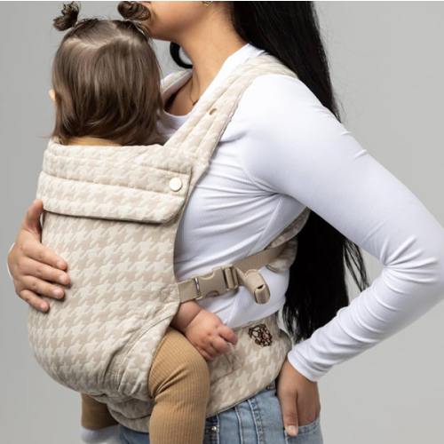 Mabē Monarch Ergonomic Baby Carrier – Premium Cotton Soft Structured Newborn to Toddler Carrier with Hip-Healthy Design, 3 Carry Positions (7-35lbs), Lightweight & Breathable, (Houndstooth)